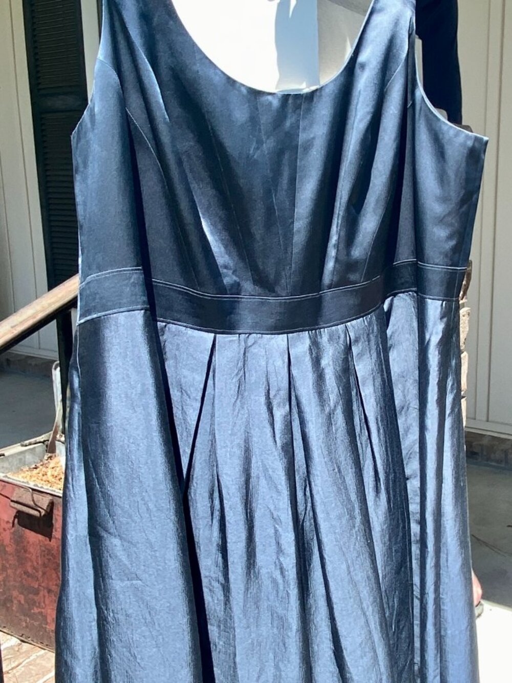 Adrianna Papell Silk Fit-and-Flare luminous steel blue